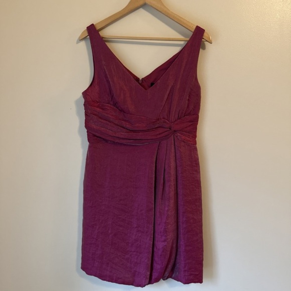 Max & Cleo Taffeta Cocktail Dress Size 10 Purple Bubble Hem Lined Party Event